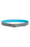 Bottega Veneta Intrecciato Weave Reversible Belt In Thunder/ Pool-silver