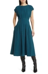 Nordstrom Pleated A-line Dress In Teal Abyss