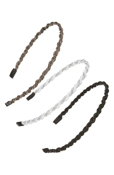 Tasha Assorted 3-pack Twisted Headbands In Blkwhtgry