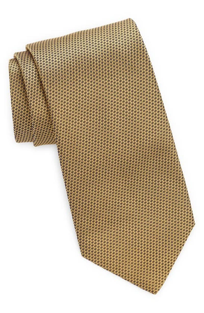 Canali Micropattern Silk Tie In Gold