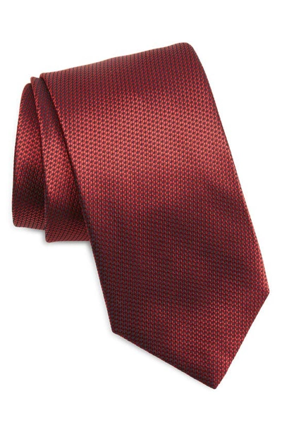 Canali Micropattern Silk Tie In Red