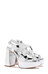 Larroude Women's Bee 115mm Mirrored Faux Leather Sandals In Silver