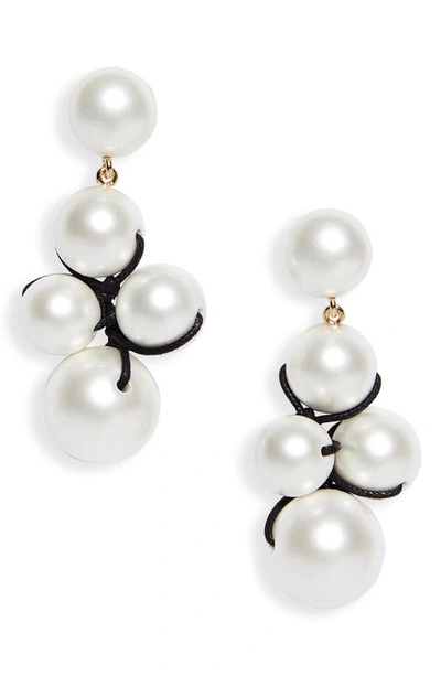 Carolina Herrera Contessa Imitation Pearl Cluster Drop Earrings In Pearl/ Gold 917