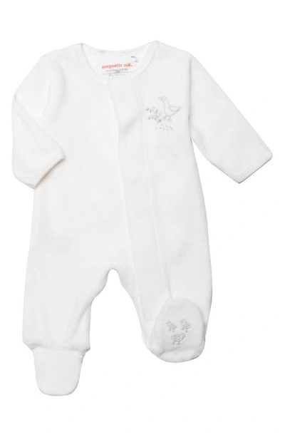 Magnetic Me Babies' Little Duckling Embroidered Velour Footie In Neutral
