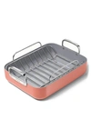 Caraway Ceramic Nonstick Roasting Pan & Wire Rack In Perracotta