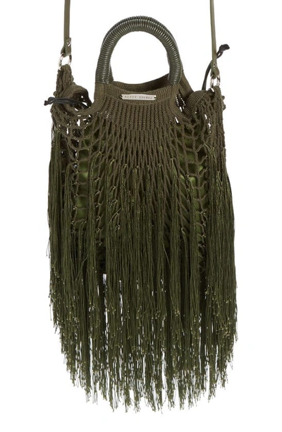 Petit Kouraj Mini Fringe Top Handle Bag In Safari