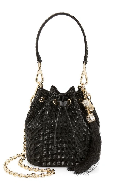 Judith Leiber Piper Medium Crystal Bucket Bag In Champagne Jet