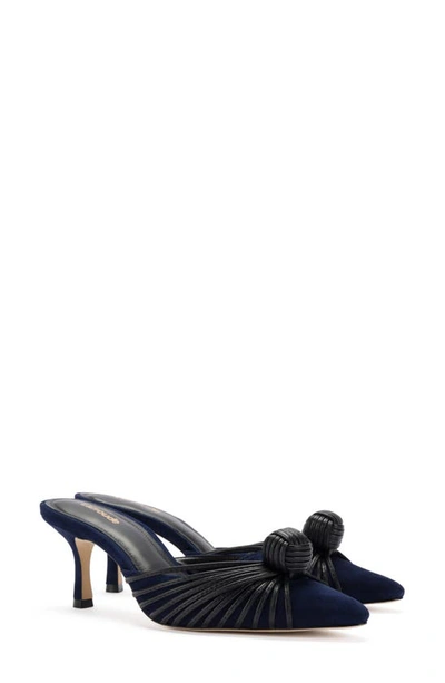 Larroude Valerie Pointed Toe Mule In Dark Blue