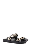 Larroude Women's Milan Grommet Detail Slide Sandals In Black