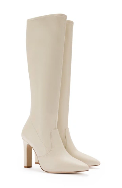 Larroude Christy Pointed Toe Boot In Light Beige