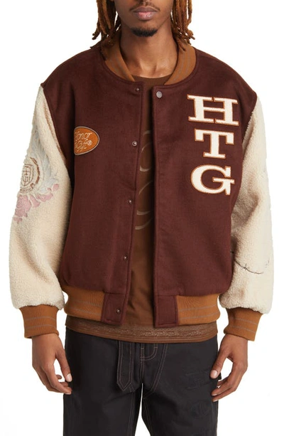 Honor The Gift Letterman Varsity Jacket In Brown