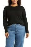 Caslon Merino Wool Blend Crewneck Sweater In Black