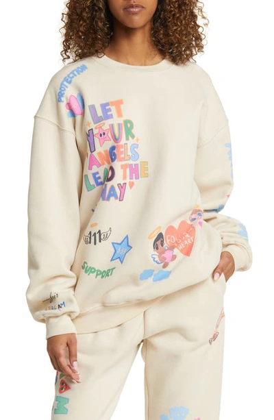The Mayfair Group Angels All Around You Graphic Sweatshirt In Cream