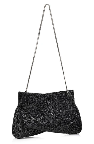 Christian Louboutin Loubitwist Crystal Embellished Leather Clutch In Black