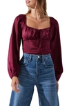 Astr Balloon Sleeve Top In Wine