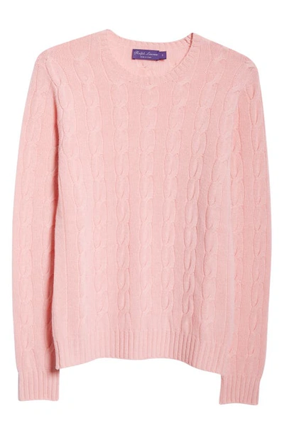 Ralph Lauren Purple Label Cable Knit Cashmere Crewneck Sweater In Crystal Rose