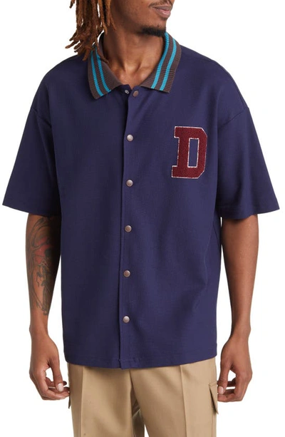 Drôle De Monsieur Apres Sport Short Sleeve Shirt In Navy