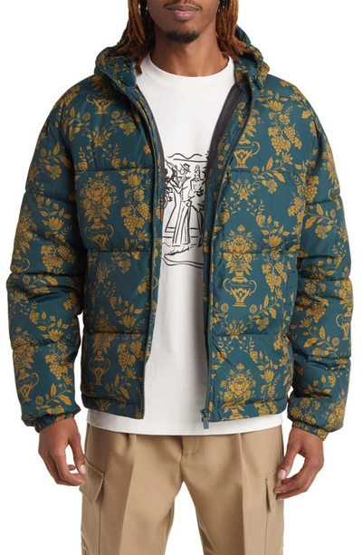 Drôle De Monsieur Damask Padded Jacket In Green