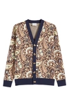 Drôle De Monsieur Paisley Cotton & Merino Wool Cardigan In Navy