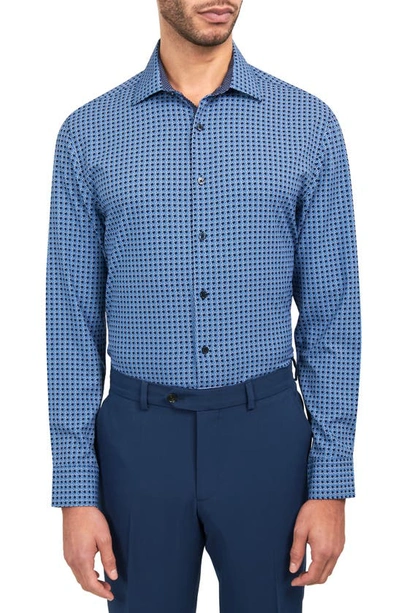 Wrk Squiggle Geometric Print Performance Dress Shirt In Navy