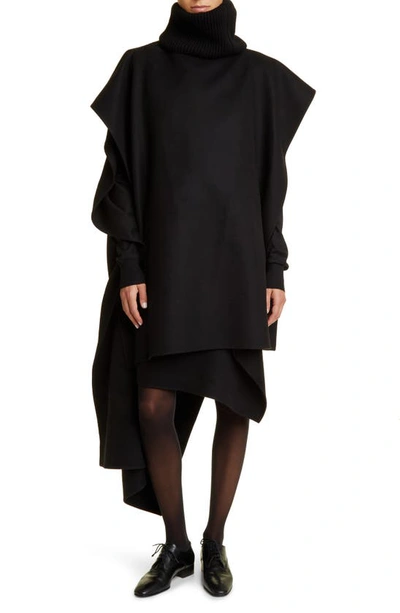 The Row Keran Double Face Cashmere Poncho In Black