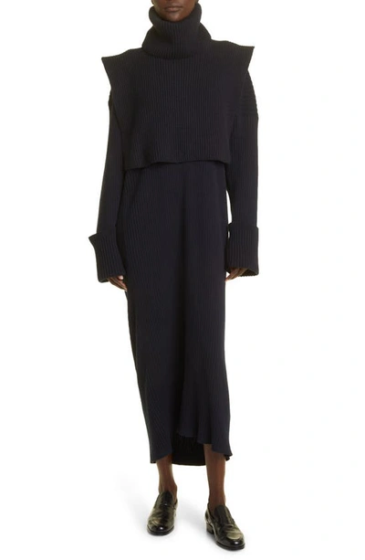 The Row Eppie Strong Shoulder Cashmere Turtleneck Sweater In Royal Blue