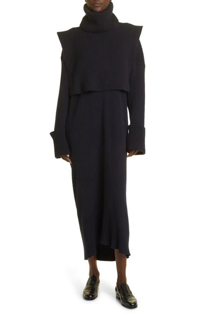 The Row Eppie Strong Shoulder Cashmere Turtleneck Jumper In Royal Blue