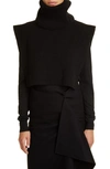 The Row Eppie Strong Shoulder Cashmere Turtleneck Sweater In Black