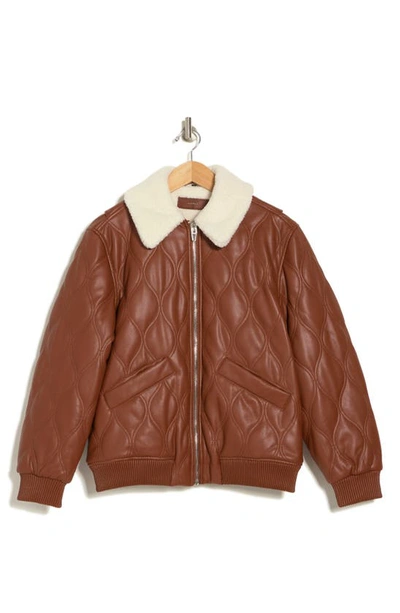 Blanknyc Faux Shearling Lined Quilted Faux Leather Bomber Jacket In Keeping Company