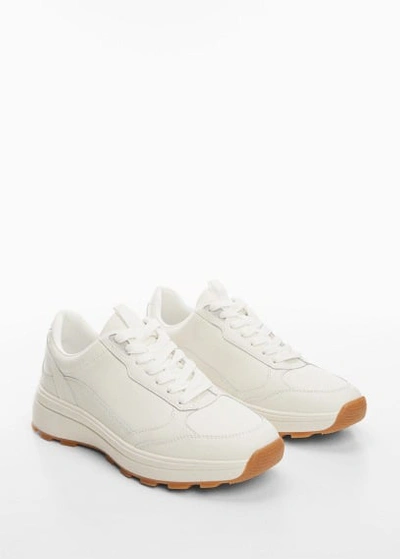 Mango Lace-up Leather Sneakers White