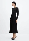 Mango Pleated Hem Dress Black In Black