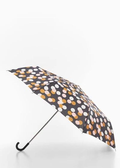 Mango Polka-dot Folding Umbrella Navy In Brown