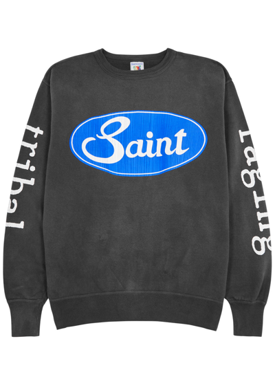 Saint Mxxxxxx Saint Tribal Printed Cotton Sweatshirt In Charcoal