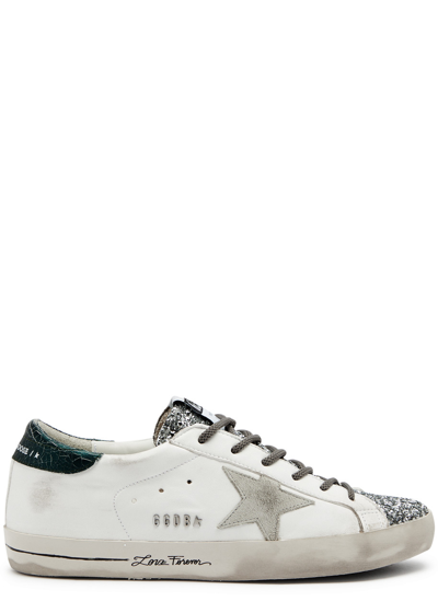 Golden Goose Superstar Distressed Leather Sneakers In White