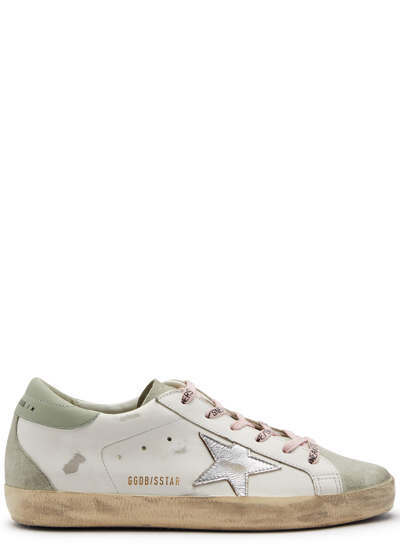 Golden Goose Superstar Distressed Leather Sneakers In Gray