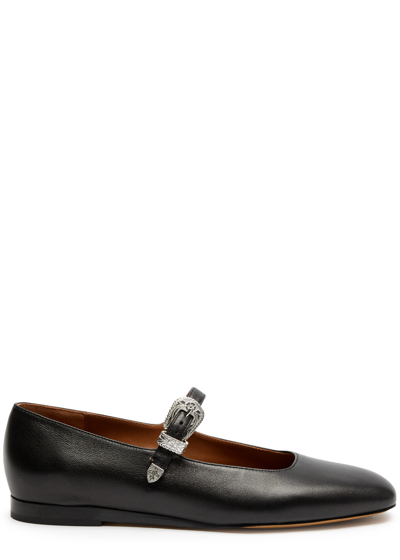 Le Monde Beryl Mary Jane Leather Flats In Black