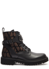 VALENTINO GARAVANI VLOGO-JACQUARD AND LEATHER ANKLE BOOTS