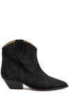 Isabel Marant Dewina Distressed Suede Ankle Boots In Black