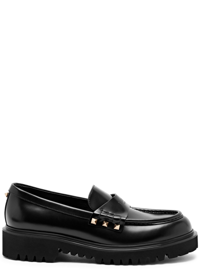 Valentino Garavani Rockstud-embellished Leather Loafers In Black
