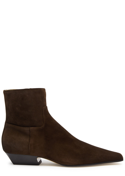 Khaite Marfa 30 Suede Ankle Boots In Chocolate