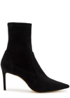 Stuart Weitzman Black Ankle Boots With Stiletto Heel And Zip Closure On The Side In Suede Woman In Black
