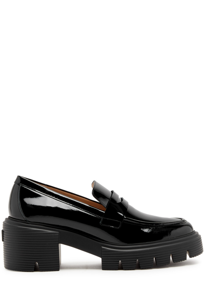 Stuart Weitzman Soho 75 Patent Leather Loafers In Black