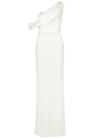 Solace London Kara Draped One-shoulder Maxi Dress In Cream