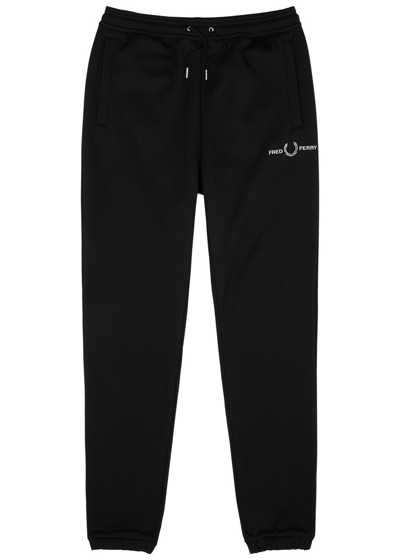 Fred Perry Logo-embroidered Cotton Sweatpants In Black