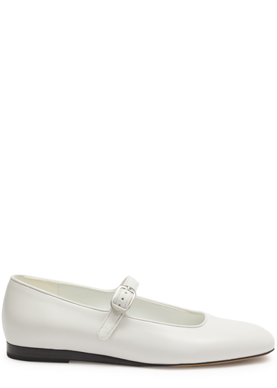 Le Monde Beryl Mary Jane Leather Flats In White