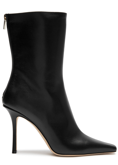 Jimmy Choo Agathe 100 Leather Ankle Boots In Black