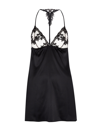Fleur Of England Onyx Lace-cup Silk-blend Nightdress In Black