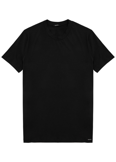 TOM FORD TOM FORD STRETCH JERSEY T-SHIRT, MEN'S CLOTHING, BLACK, COTTON MATERIAL, COMFORTABLE FIT, CASUAL WEA