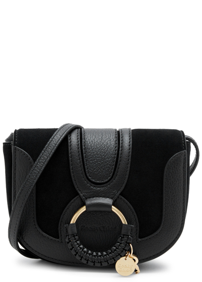 See By Chloé Hana Mini Panelled Suede Cross-body Bag In Black