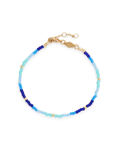 Anni Lu Tie Dye 18kt Gold-plated Beaded Bracelet In Blue